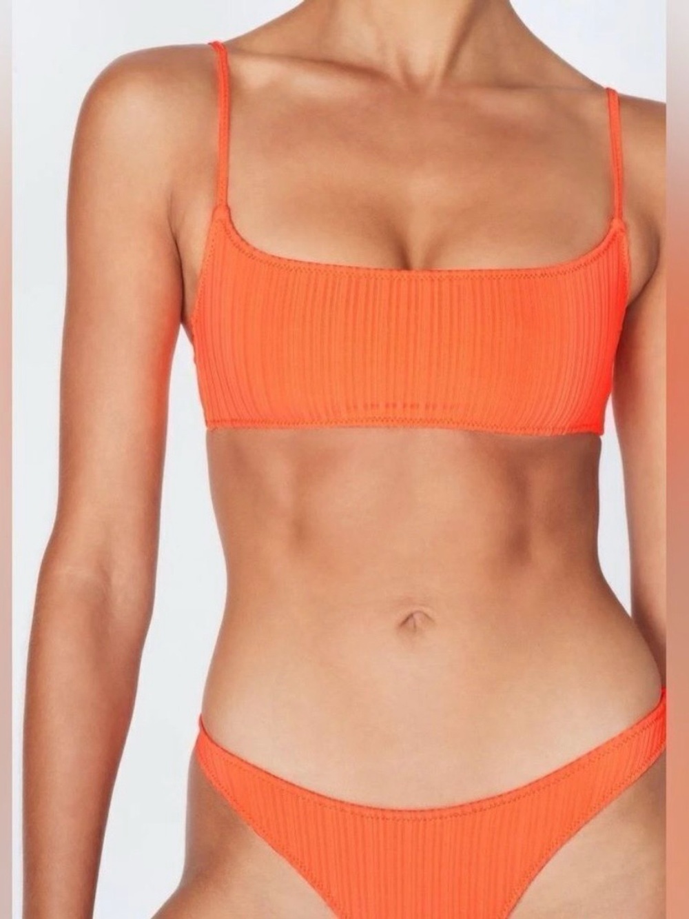triangl swimwear Bright Orange Ribbed Bikini Set